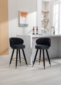 COOLMORE Counter Height Bar Stools Set of 2 for Kitchen Counter Solid Wood Legs with a fixed height of 360 degrees