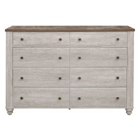 Transitional Rustic Style 1pc Dresser of 8 Drawers Two-Tone Antique White and Brown Classic Bedroom Furniture