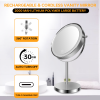 8-inch Makeup Mirror with Lights, Double Sided 1X/10X Magnifying Mirror, 3 Color Lighting Dimmable Vanity Mirror with 360° Swivel