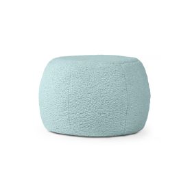 Jaxx Ellis Ottoman Shearling Faux-Lamb Plush Pouf for Modern Interior Design, Small, Mineral Green