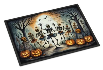 NEW Dancing Skeletons Spooky Halloween Doormat Front Door Mat Indoor Outdoor Rugs for Entryway, Non Slip Washable Low Pile, 18H X 27W