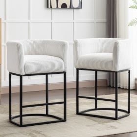 Modern Bar Stools Set of 2, 27.5" Counter Height Stools with Barrel Back and Arms