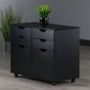 Halifax Wide 2-Door Storage Cabinet; 4-Drawer; Black