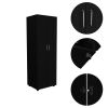 DEPOT E-SHOP London Armoire, Two Shelves, Rod, Double Door Cabinet Armoire, Black