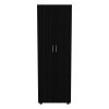 DEPOT E-SHOP London Armoire, Two Shelves, Rod, Double Door Cabinet Armoire, Black