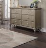 Luxury Antique Silver / Champagne Finish Dresser w Mirror Storage Space Drawers Bedroom Furniture