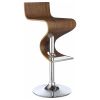 Walnut and Chrome S-Shaped Adjustable Bar Stool