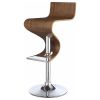 Walnut and Chrome S-Shaped Adjustable Bar Stool