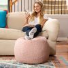 Jaxx Ellis Ottoman Shearling Faux-Lamb Plush Pouf for Modern Interior Design, Small, Pink