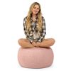 Jaxx Ellis Ottoman Shearling Faux-Lamb Plush Pouf for Modern Interior Design, Large, Pink