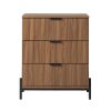 Mid-Century 3-Drawer Chest with Reeded Drawer Fronts, Mocha