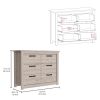 Becca 6 Drawer Double Dresser , Four Legs, Metal Hardware -Light Gray