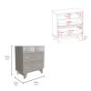 Portanova Two Drawer Dresser, Two Open Shelves, Superior Top, Four Legs -Light Gray / White