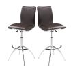 Modern Barstool Leatherette/Chrome Adjustable Height In Brown Color