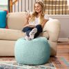 Jaxx Ellis Ottoman Shearling Faux-Lamb Plush Pouf for Modern Interior Design, Small, Mineral Green