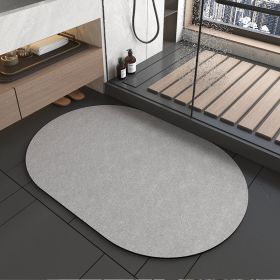 Diatomite Bathroom Super Absorbent Mat Non-slip Home Kitchen Toilet Quick Drying Floor Mats Room Doormat Oil Proof Floor Mats (Color: Oval Gray, Specification: 600MMx900MM)