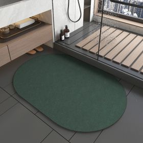 Diatomite Bathroom Super Absorbent Mat Non-slip Home Kitchen Toilet Quick Drying Floor Mats Room Doormat Oil Proof Floor Mats (Color: Oval Dark Green, Specification: 600MMx900MM)