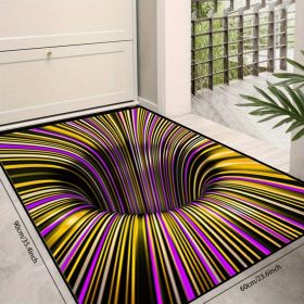 1pc, Illusion Floor Mat, Colourful 3D Swirl Illusion Rug, Abstract Geometric Non-Slip Area Rug For Living Room Mat, Bedroom Kitchen (size: 23.6"x35.4"-Yellow)