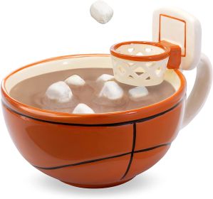 The Mug with a Hoop | Ceramic Coffee & Hot Chocolate Mug;  Cereal;  Soup Bowl | 16OZ Cup | Best Novelty Gift Idea for Coaches;  Dad;  Mom;  Kids;  Bir (Color: ORANGE)