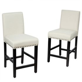 25 Inch Kitchen Chairs with Rubber Wood Legs (Color: Beige)