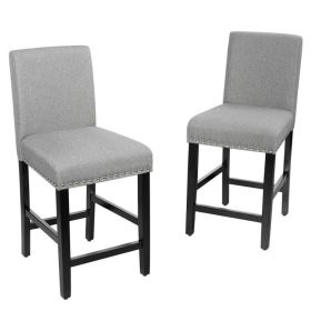 25 Inch Kitchen Chairs with Rubber Wood Legs (Color: Gray)