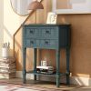 Narrow Console Table, Slim Sofa Table with Three Storage Drawers and Bottom Shelf for Living Room, Easy Assembly