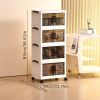 1pc multi-layer foldable open storage cabinet for home living room high-looking storage box dormitory wheeled multi-layer book snack storage locker