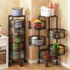 1pc rotatable multi-layer round storage rack, round floor-standing multi-layer rotatable vegetable basket storage rack, sundries and fruits