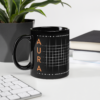 Aura Black Coffee Mugs with Grid design by HadiArts