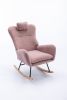 35.5 inch Rocking Chair, Soft Teddy Velvet Fabric Rocking Chair for Nursery