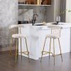 Bar Stool Set of 2, Luxury Velvet High Bar Stool with Metal Legs and Soft Back